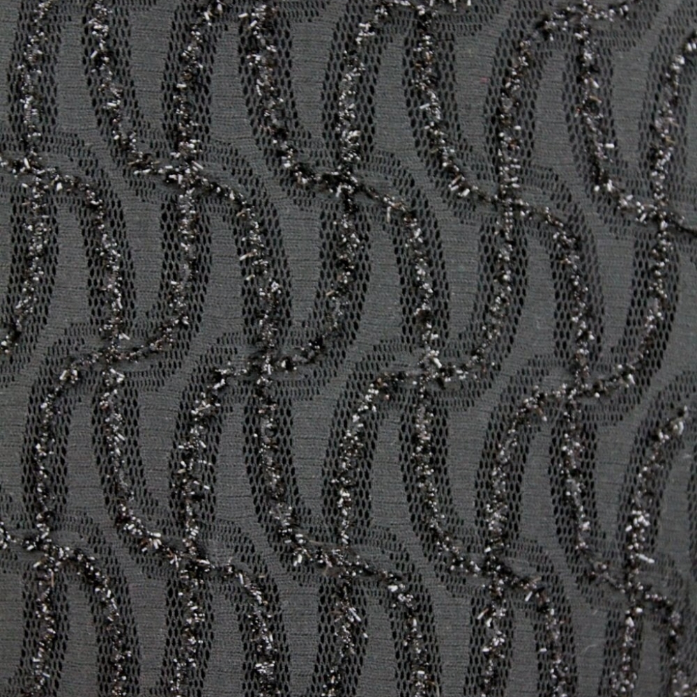 Susan Roselli Vijack Vintage Black Corded Metallic Lace Illusion Cocktail Dress - Picture 7 of 10